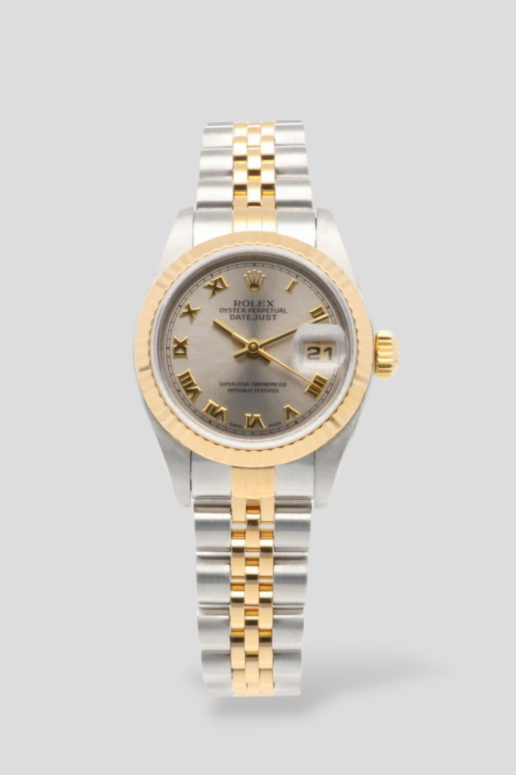 Datejust Grey Dial 18K Gold and Stainless Steel Watch by Rolex