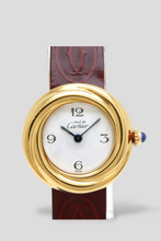 Load image into Gallery viewer, Burgundy Yellow Gold Plated Tank Must Trinity Watch by Cartier
