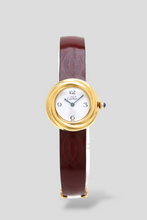 Load image into Gallery viewer, Burgundy Yellow Gold Plated Tank Must Trinity Watch by Cartier
