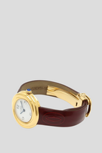 Load image into Gallery viewer, Burgundy Yellow Gold Plated Tank Must Trinity Watch by Cartier
