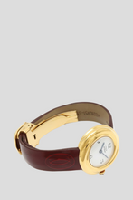 Load image into Gallery viewer, Burgundy Yellow Gold Plated Tank Must Trinity Watch by Cartier
