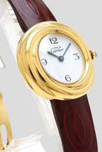 Load image into Gallery viewer, Burgundy Yellow Gold Plated Tank Must Trinity Watch by Cartier
