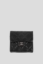 Load image into Gallery viewer, Black Lambskin Compact Wallet by Chanel
