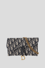 Load image into Gallery viewer, Blue Oblique Saddle Wallet on Chain by Dior
