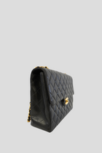 Load image into Gallery viewer, Black Quilted Lambskin Single Flap Bag by Chanel
