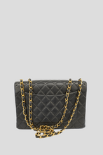 Load image into Gallery viewer, Black Quilted Lambskin Single Flap Bag by Chanel
