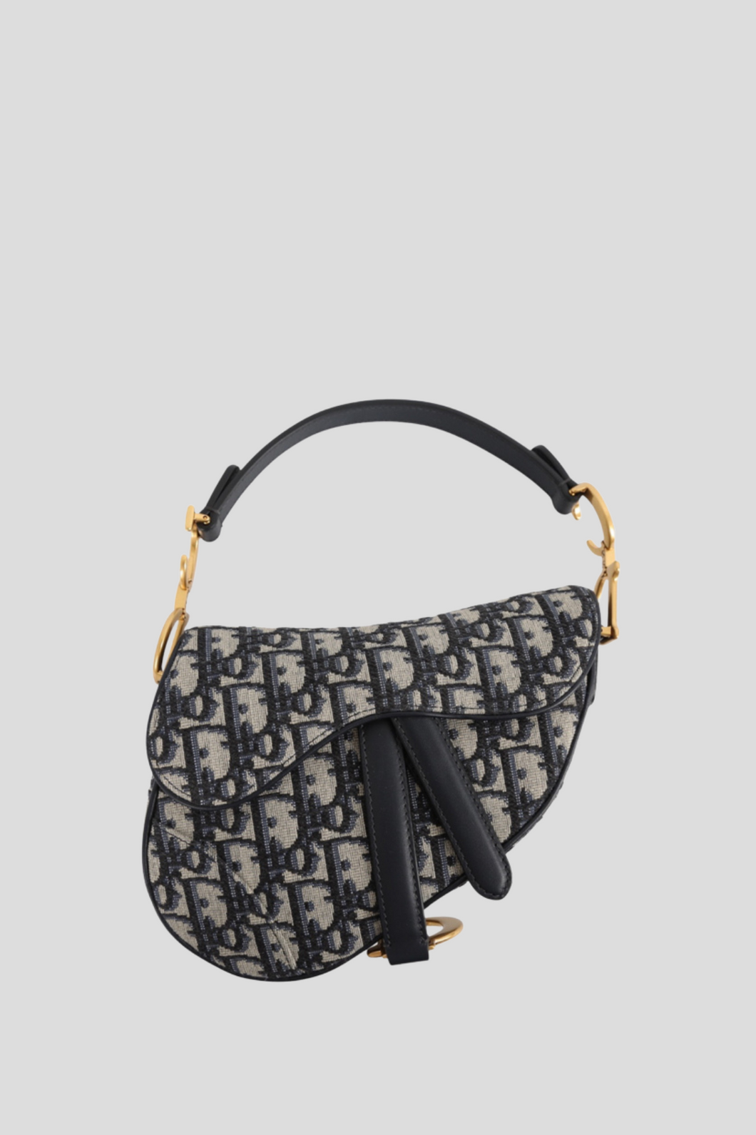 Blue Oblique Jacquard Mini Saddle Bag by Dior