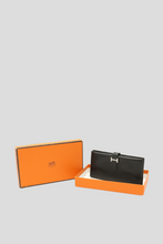 Load image into Gallery viewer, Black Bearn Wallet Box Calf Leather by Hermès
