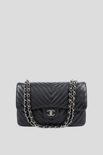 Load image into Gallery viewer, Black Chevron Caviar PHW Classic Jumbo Double Flap Bag by Chanel
