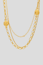 Load image into Gallery viewer, Gold Lion Medallion Trio Chain Necklace by Chanel
