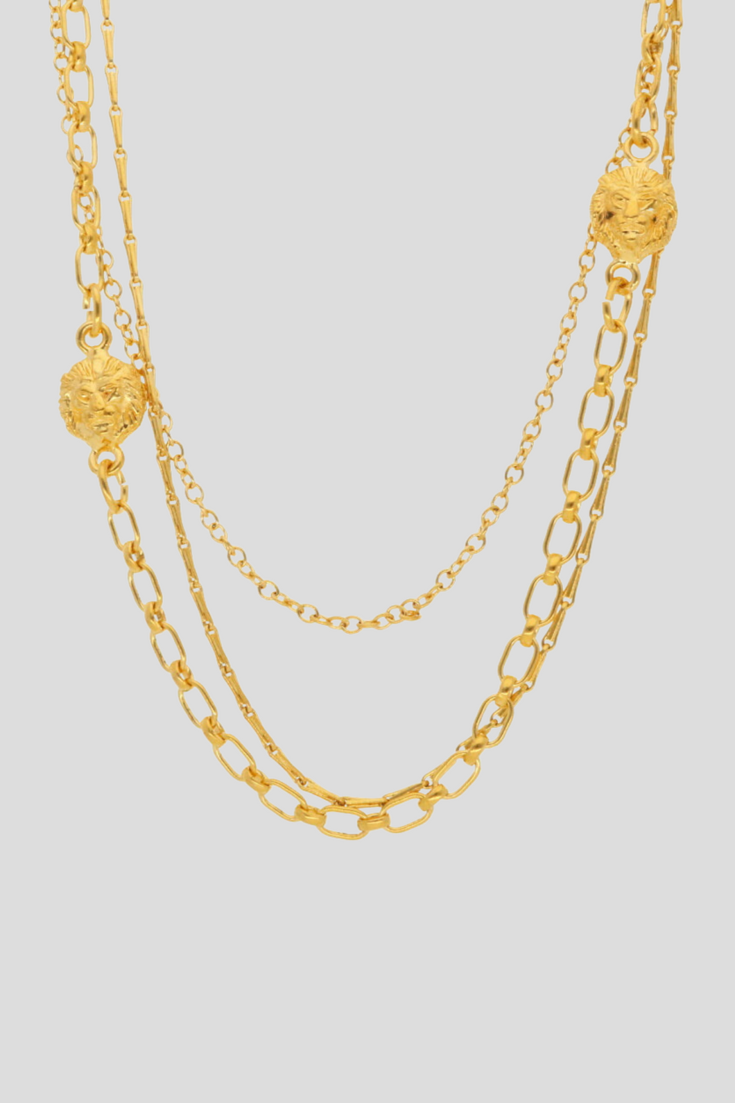 Gold Lion Medallion Trio Chain Necklace by Chanel