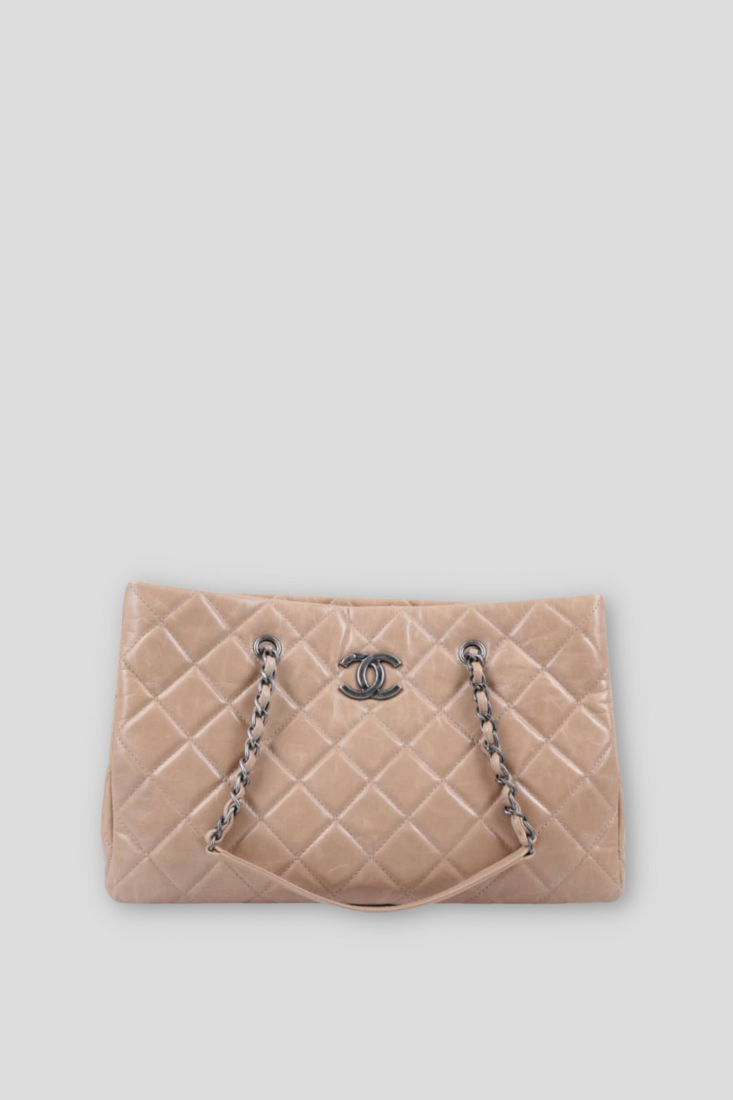 Beige Lambskin Large Tote Bag by Chanel