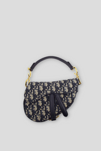 Load image into Gallery viewer, Blue Oblique Jacquard Mini Saddle Bag by Dior
