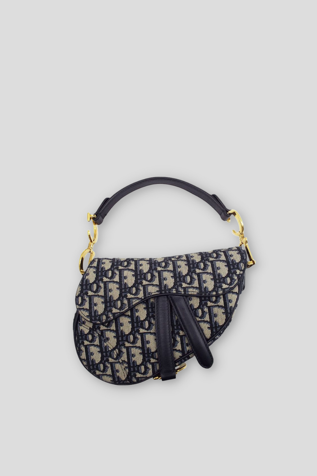 Blue Oblique Jacquard Mini Saddle Bag by Dior