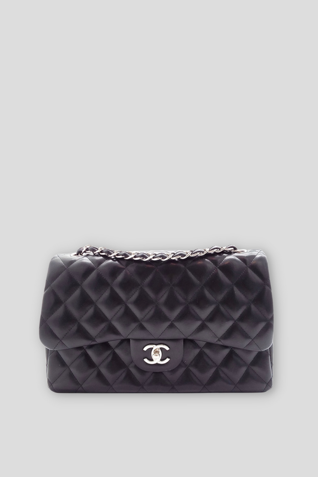 Black Lambskin Classic Jumbo Double Flap Bag by Chanel