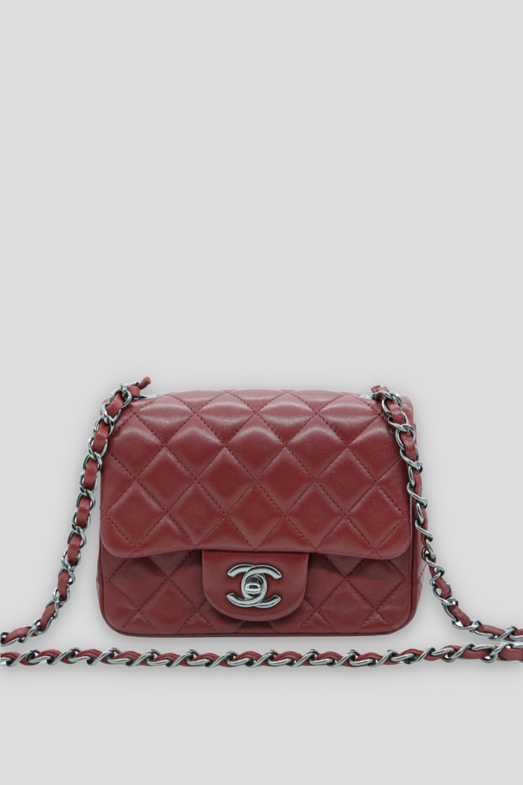 Deep Red Square Mini Flap Bag by Chanel