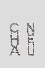 Load image into Gallery viewer, Gold Crystal CHA NEL Logo Earrings by Chanel
