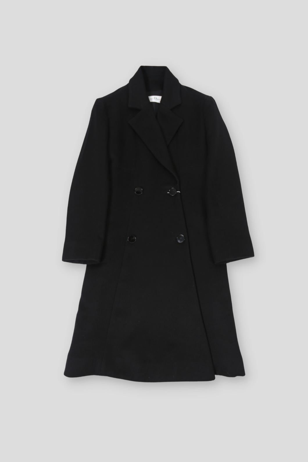 Black Double Breasted Cashmere Coat Size FR 36 by Dior