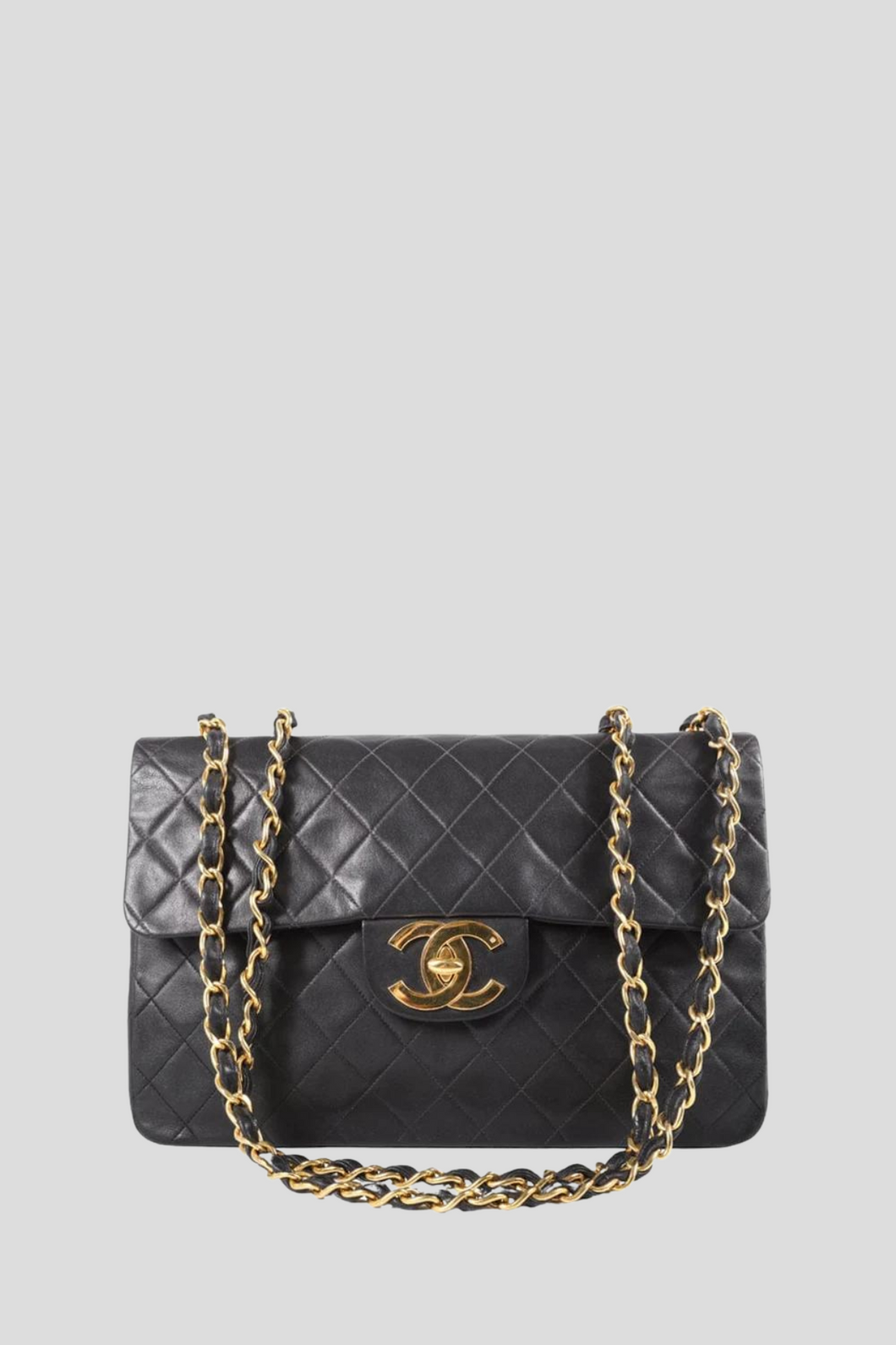 Black GHW Lambskin Maxi Single Flap Bag by Chanel